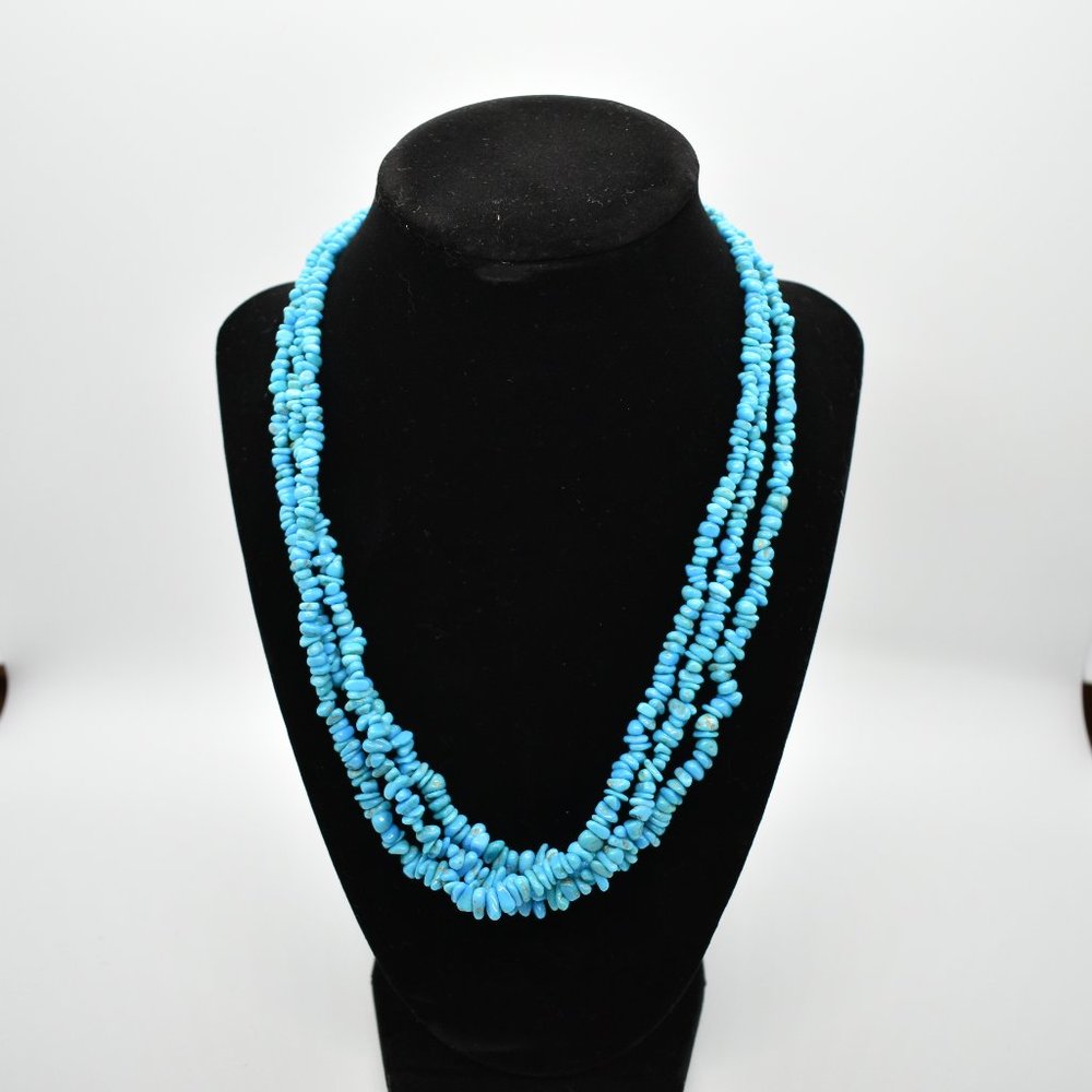 3 Strand Turquoise Chip Bead Necklace